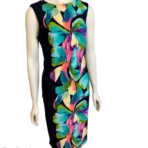 FRANK LYMAN DESIGN Navy Floral Sleeveless Sheath Dress 6 NWT - Picture 2 of 8
